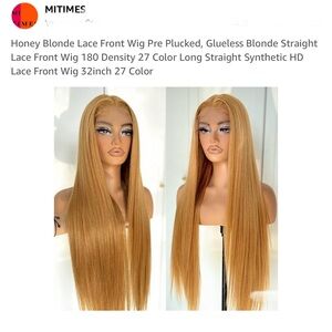 👱🏽‍♀️MITIMES Honey Blonde Lace Front Wig Pre Plucked, Glueless Blonde Straight
